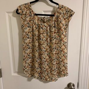 NWT Lauren Conrad cream floral print shirt